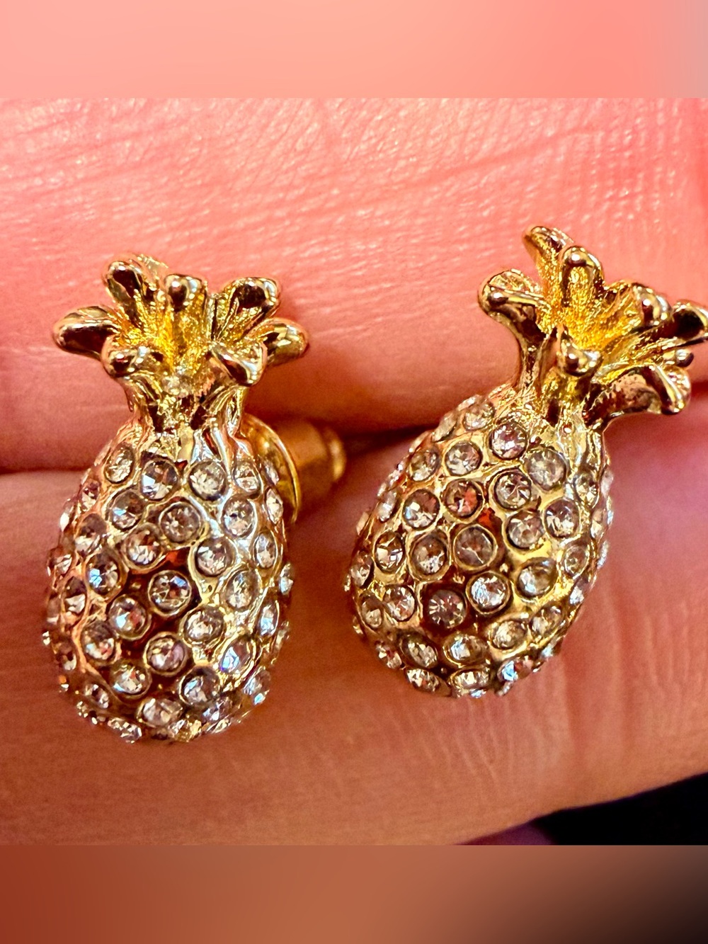 Kate Spade Pineapple Passion Gold Pavé Crystal Stud Earrings